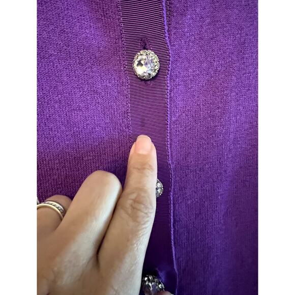 Kate Spade Cardigan Women Size Small Wool Cashmere Purple Jewels Button Preppy - Picture 4 of 12